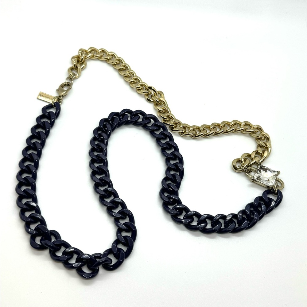 The Limited - Navy and Gold Chain Necklace - Vintage